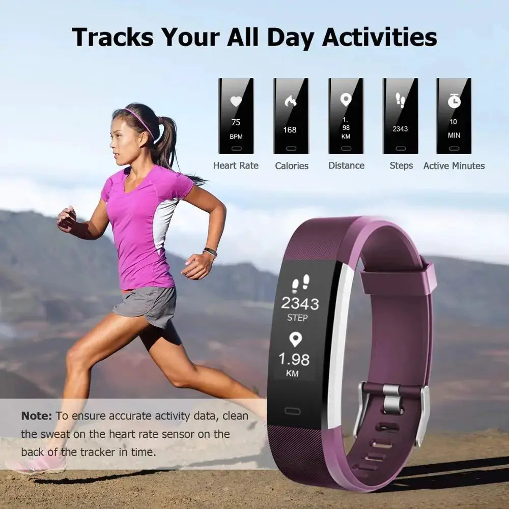 Smart Sports Bracelet Men and Women Pedometer Heart Rate Blood Pressure Fitness Tracker Smartwatch Bluetooth for iOS android+BOX by All Mart Bristol Ltd