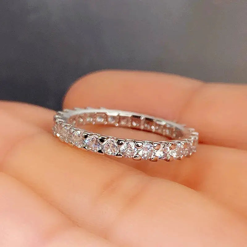 Huitan Fashion Contracted Women's Ring Thin Full Paved Round CZ Versatile Girls Accessories Daily Wear Party Statement Jewelry by All Mart Bristol Ltd