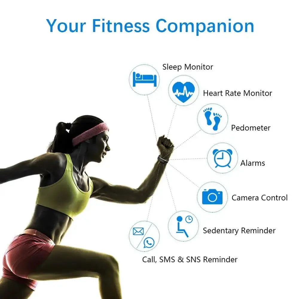 Smart Sports Bracelet Men and Women Pedometer Heart Rate Blood Pressure Fitness Tracker Smartwatch Bluetooth for iOS android+BOX by All Mart Bristol Ltd