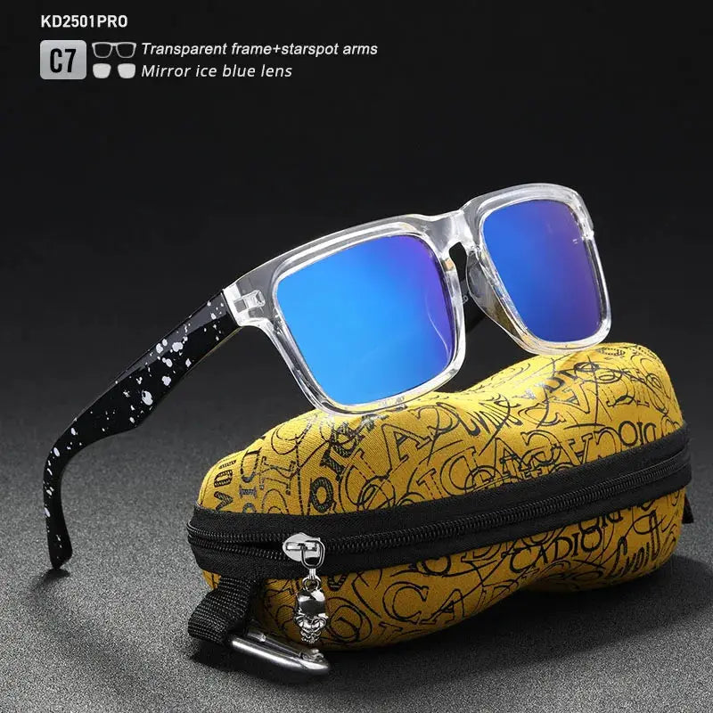 KDEAM Eye-catching Function Polarized Sunglasses For Men Matte Black Frame Fit. Painting Temples Play-Cool Sun Glasses With Case by All Mart Bristol Ltd