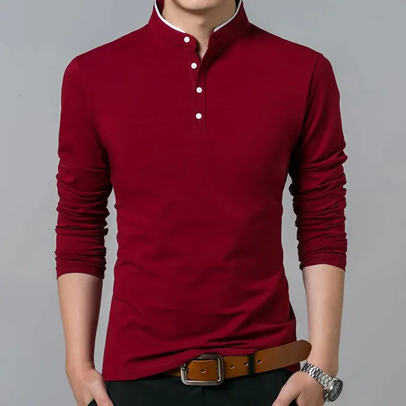 Hot Sale 2026 Spring Mens Tshirt Long Sleeve Stand Basic Solid Blouse Tee Shirt Top Casual Cotton T-shirt Men Undershirt by All Mart Bristol Ltd