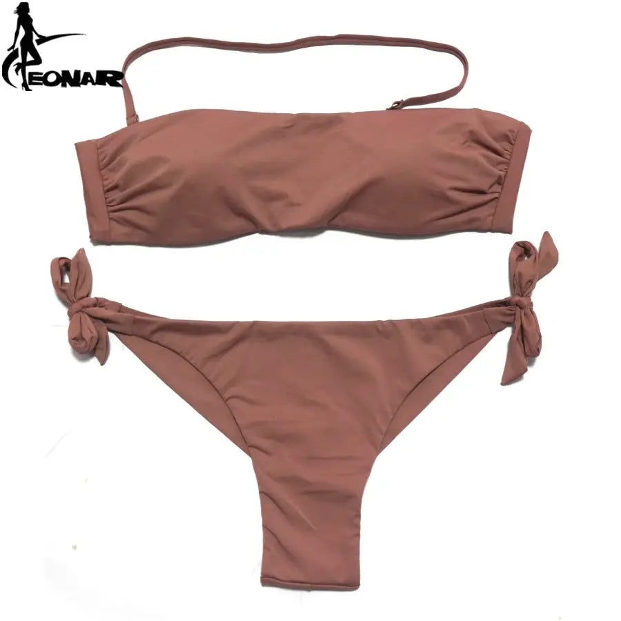 EONAR Bikini 2025 Solid Women Swimsuit Brazilian Cut Bottom Bikini Set Push Up Swimwear Femme Bathing Suits Sport Beach Wear by All Mart Bristol Ltd