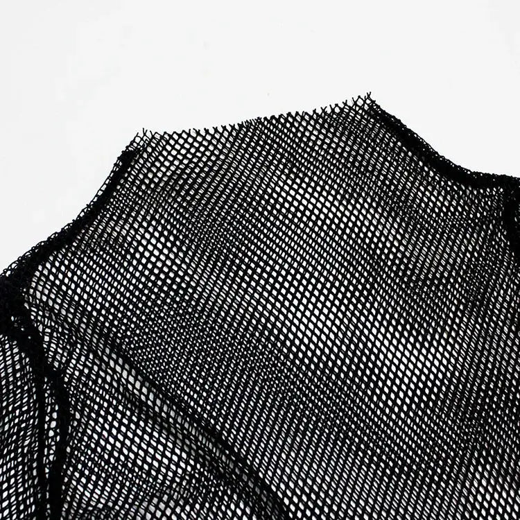 Women Fishnet Mesh See-through Black shirts Female Harajuku Sexy Long Sleeve Tee Tops by All Mart Bristol Ltd