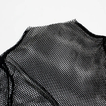 Women Fishnet Mesh See-through Black shirts Female Harajuku Sexy Long Sleeve Tee Tops by All Mart Bristol Ltd