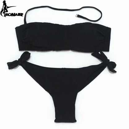 EONAR Bikini 2025 Solid Women Swimsuit Brazilian Cut Bottom Bikini Set Push Up Swimwear Femme Bathing Suits Sport Beach Wear by All Mart Bristol Ltd