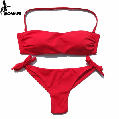 EONAR Bikini 2025 Solid Women Swimsuit Brazilian Cut Bottom Bikini Set Push Up Swimwear Femme Bathing Suits Sport Beach Wear by All Mart Bristol Ltd