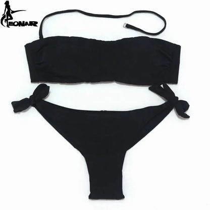 EONAR Bikini 2025 Solid Women Swimsuit Brazilian Cut Bottom Bikini Set Push Up Swimwear Femme Bathing Suits Sport Beach Wear by All Mart Bristol Ltd
