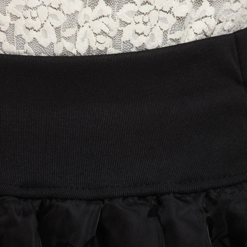 Zuolunouba Summer Slim Preppy Skirt Women Flower Bow Mini Tutu Style Elasticity Lace Skirts Shorts Lady High Waist Student by All Mart Bristol Ltd
