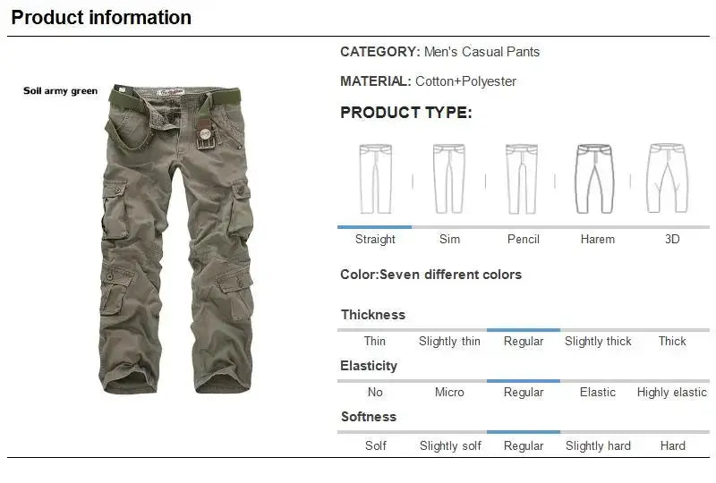2025 High Quality Men's Cargo Pants Casual Loose Multi Pocket Cotton Pants Long Trousers for Men Camo Joggers Plus Size 28-40 by All Mart Bristol Ltd