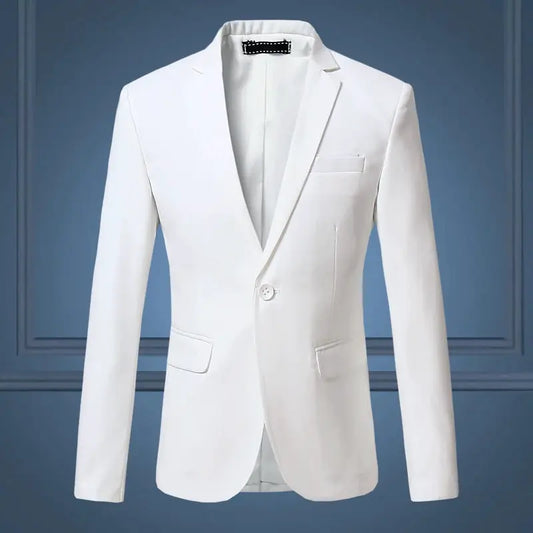 High Quality Gentleman Men Slim Casual White Suit , Large Size Brands Men's business Casual Flow of Pure Color Blazers Men by All Mart Bristol Ltd