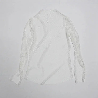 Women Fishnet Mesh See-through Black shirts Female Harajuku Sexy Long Sleeve Tee Tops by All Mart Bristol Ltd