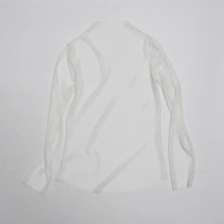 Women Fishnet Mesh See-through Black shirts Female Harajuku Sexy Long Sleeve Tee Tops by All Mart Bristol Ltd
