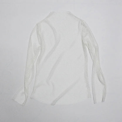 Women Fishnet Mesh See-through Black shirts Female Harajuku Sexy Long Sleeve Tee Tops by All Mart Bristol Ltd