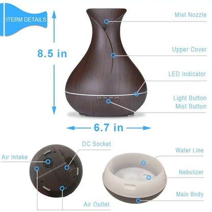 Aromatherapy Humificador Oil Diffuser Ultrasonic Mist Maker Fogger with LED Lamp Wood Grain Air Aroma Humidifier Humificadores by All Mart Bristol Ltd
