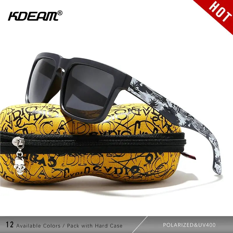 KDEAM Eye-catching Function Polarized Sunglasses For Men Matte Black Frame Fit. Painting Temples Play-Cool Sun Glasses With Case by All Mart Bristol Ltd