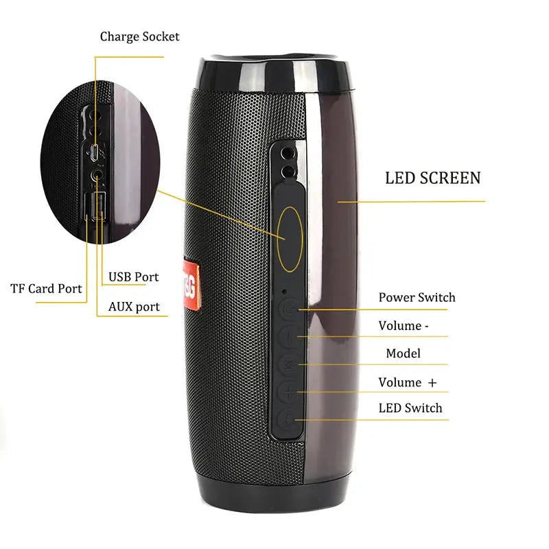 Outdoor Bluetooth Speaker Portable LED Light Soundbox Column Wireless Subwoofer FM Radio Soundbar HiFi Stereo Card Music Center by All Mart Bristol Ltd