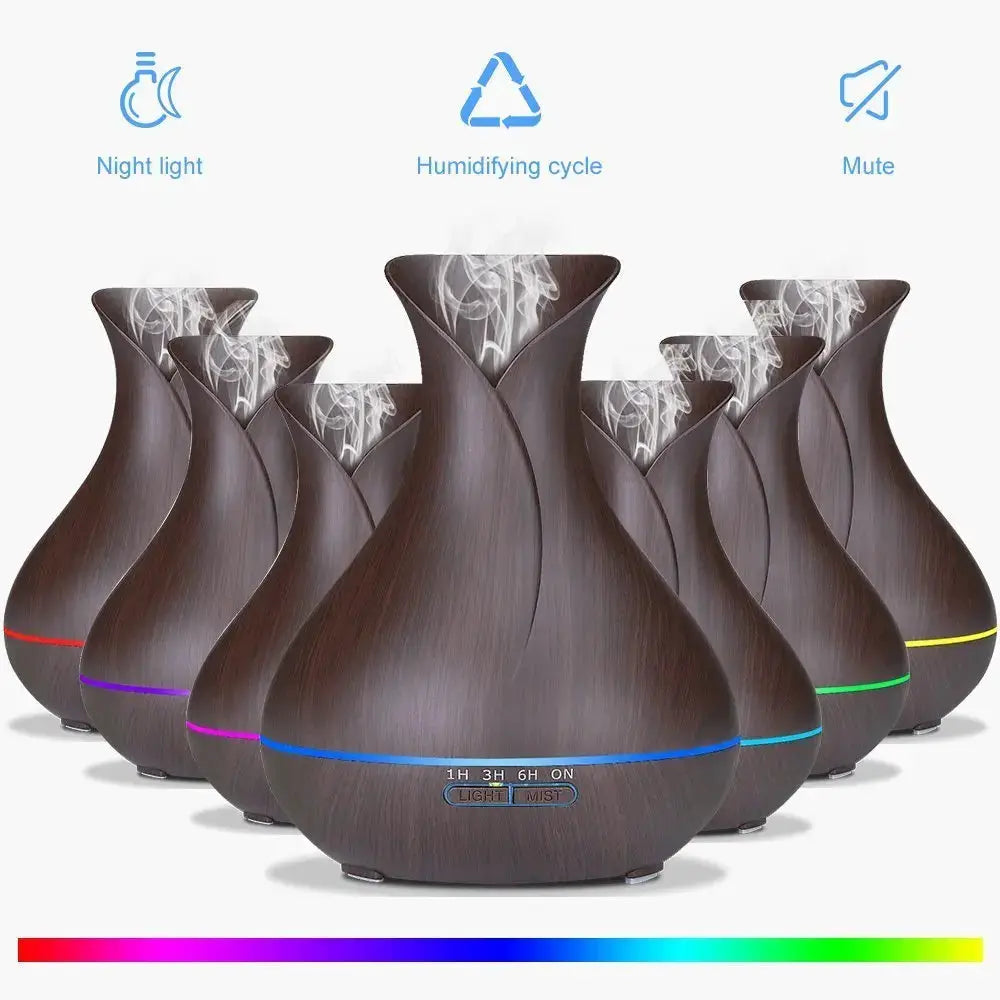 Aromatherapy Humificador Oil Diffuser Ultrasonic Mist Maker Fogger with LED Lamp Wood Grain Air Aroma Humidifier Humificadores by All Mart Bristol Ltd