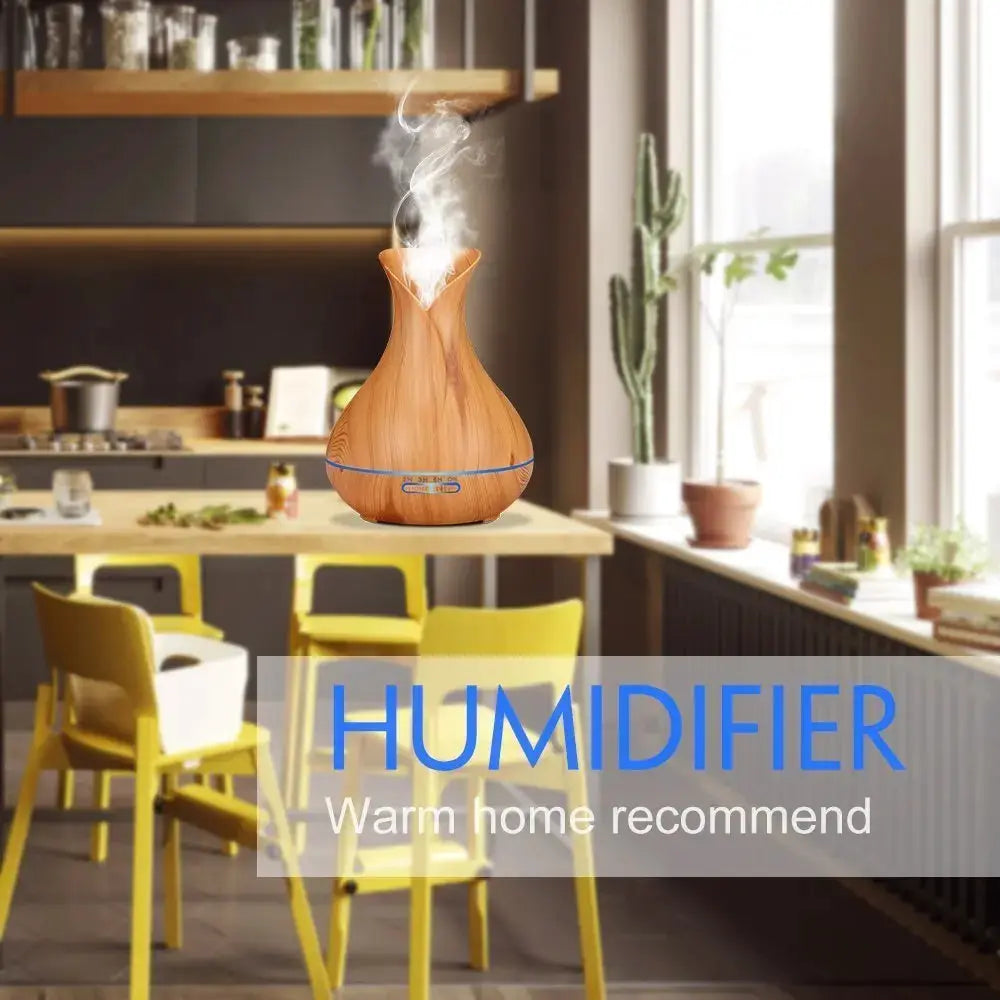 Aromatherapy Humificador Oil Diffuser Ultrasonic Mist Maker Fogger with LED Lamp Wood Grain Air Aroma Humidifier Humificadores by All Mart Bristol Ltd