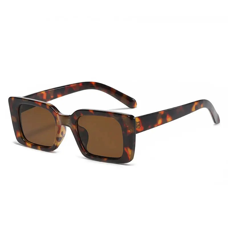 SO&EI Ins Popular Fashion Small Rectangle Sunglasses Women Retro Leopard Shades UV400 Men Trending Square Sun Glasses by All Mart Bristol Ltd