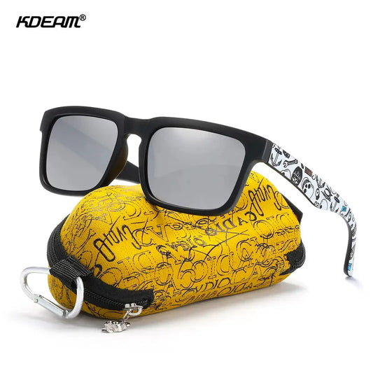 KDEAM Eye-catching Function Polarized Sunglasses For Men Matte Black Frame Fit. Painting Temples Play-Cool Sun Glasses With Case by All Mart Bristol Ltd