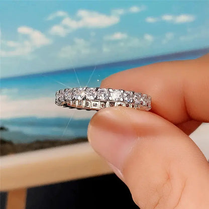 Huitan Fashion Contracted Women's Ring Thin Full Paved Round CZ Versatile Girls Accessories Daily Wear Party Statement Jewelry by All Mart Bristol Ltd