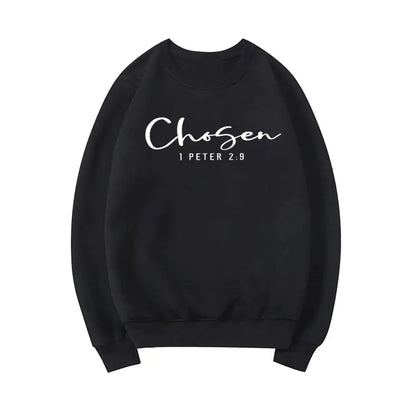Chosen 1 Peter 2:9 Sweatshirt Chosen Crewneck Sweatshirts Christian Clothing Christian Apparel Casual Tops Hoodies for Women by All Mart Bristol Ltd