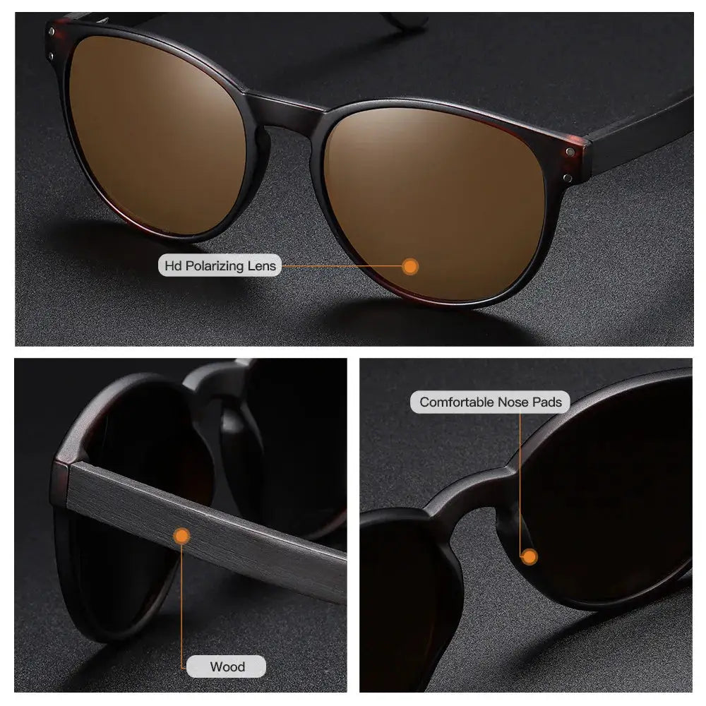 GM Polarized Sunglasses Men Women S5091 Brand Wooden Sunglasses Women Round frame Classic Sunglasses Oculos De Sol UV400 by All Mart Bristol Ltd