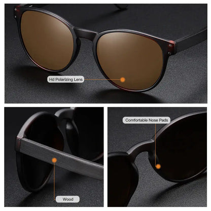 GM Polarized Sunglasses Men Women S5091 Brand Wooden Sunglasses Women Round frame Classic Sunglasses Oculos De Sol UV400 by All Mart Bristol Ltd
