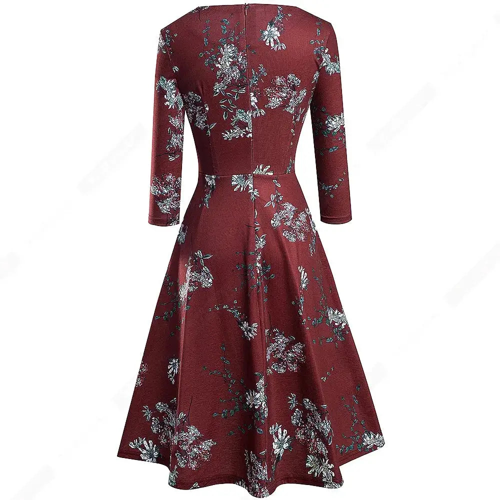 Women Vintage Casual Round Neck A line Summer Elegant Floral Lace Patchwork Sleeveless Tunic Party Swing Dress HA079 by All Mart Bristol Ltd