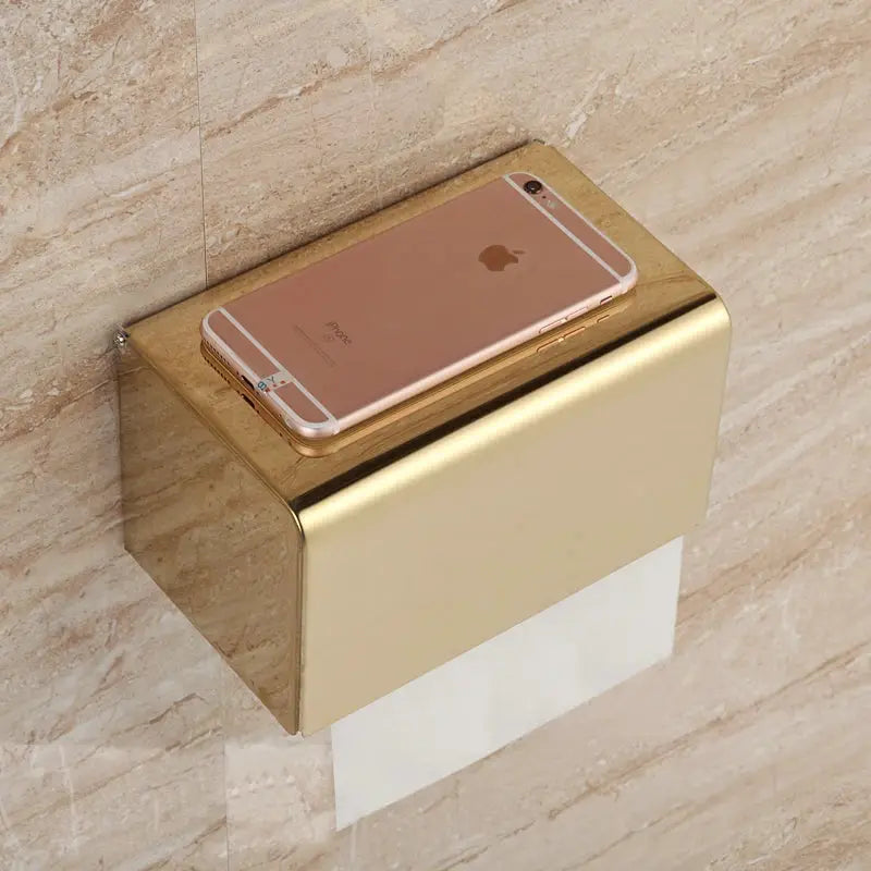 Golden Stainless Steel Rope Toilet Paper Holder Hotel Bathroom Tissue Accessories Rose Gold Rack Holder Decoration Supplies by All Mart Bristol Ltd