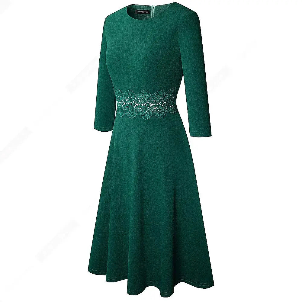 Women Vintage Casual Round Neck A line Summer Elegant Floral Lace Patchwork Sleeveless Tunic Party Swing Dress HA079 by All Mart Bristol Ltd