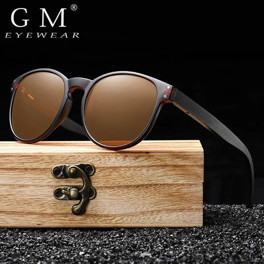 GM Polarized Sunglasses Men Women S5091 Brand Wooden Sunglasses Women Round frame Classic Sunglasses Oculos De Sol UV400 by All Mart Bristol Ltd