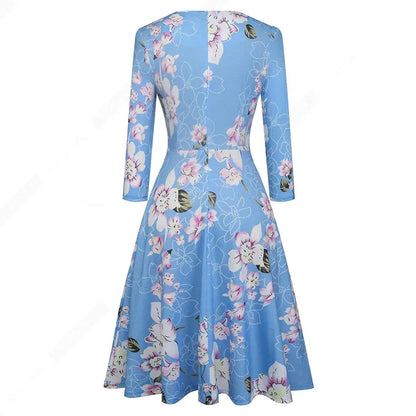 Women Vintage Casual Round Neck A line Summer Elegant Floral Lace Patchwork Sleeveless Tunic Party Swing Dress HA079 by All Mart Bristol Ltd