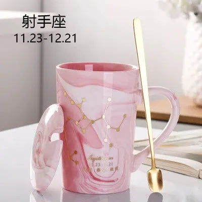 Natural Marble 12 Constellation Ceramic Pink Zodiac Mug With Lid Coffee Mugs Creative Personality Cup 380ml Cups And Mugs Xicara by All Mart Bristol Ltd