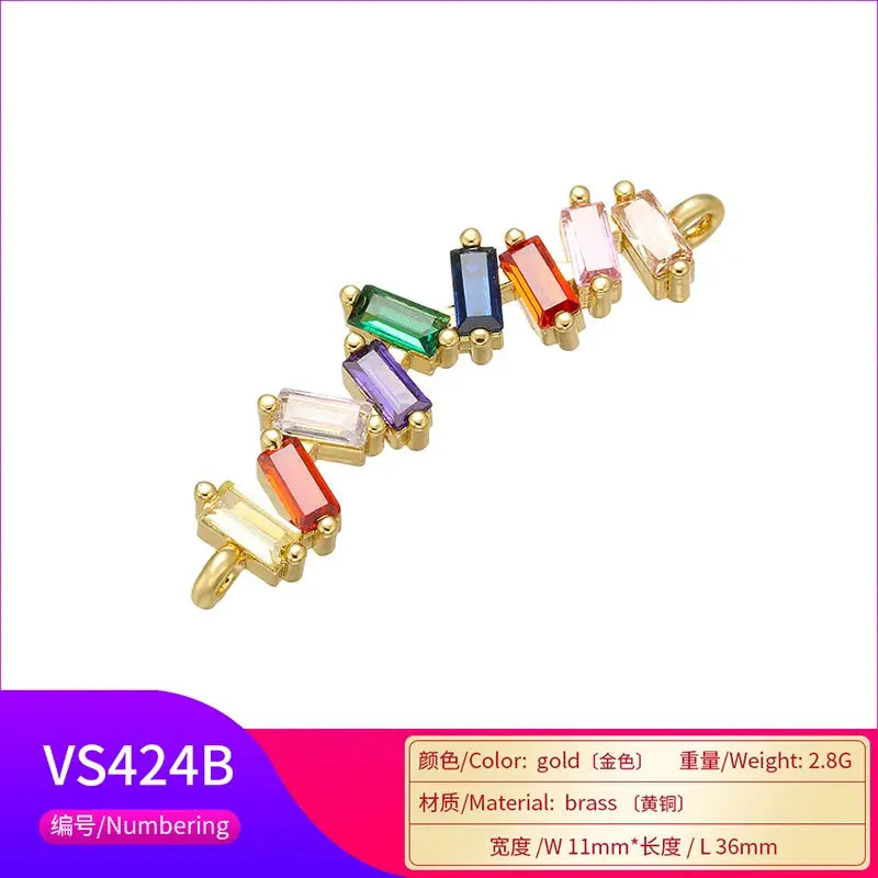 ZHUKOU Rainbow Bow Crystal Connector for Women's Necklace Earrings Bracelet DIY Connector Jewelry Accessories Model: VS425 by All Mart Bristol Ltd