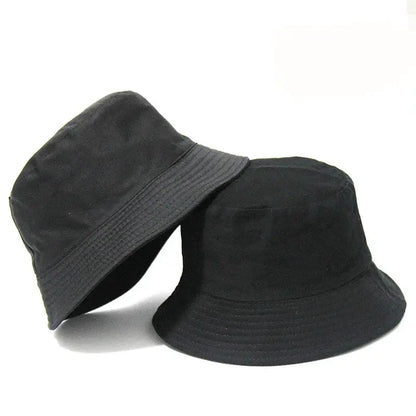 Black Solid Dots Bucket Hat Two Side Wear Unisex Simple Bob Caps Hip Hop Gorros Men Women Panama Cap Beach Fishing Boonie Sunhat by All Mart Bristol Ltd