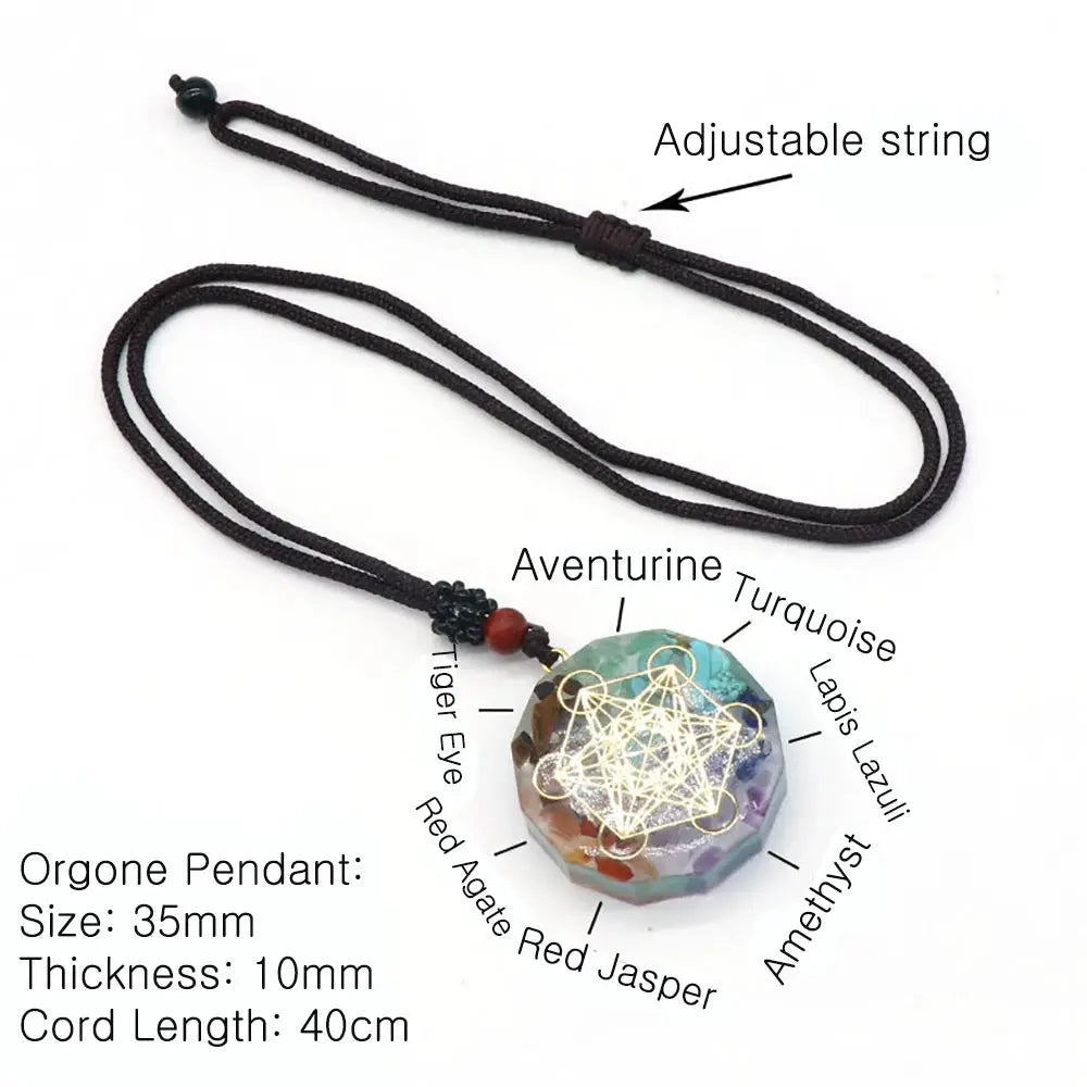Orgone Pendant Kit 7 Chakra Healing Crystals Stones Metatron Cube Merkaba Orgonite Energy Generator Necklace Spiritual Enhance by All Mart Bristol Ltd