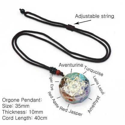 Orgone Pendant Kit 7 Chakra Healing Crystals Stones Metatron Cube Merkaba Orgonite Energy Generator Necklace Spiritual Enhance by All Mart Bristol Ltd