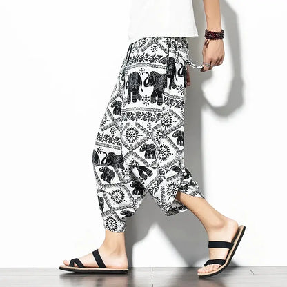 Dropshipping Summer Men Cotton Harem Pants Men Casual Hip Hop Trousers Cross Bloomers Calf-Length Pants Joggers Streetwear Pants by All Mart Bristol Ltd