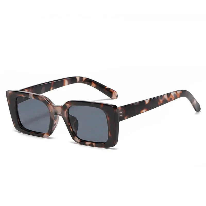SO&EI Ins Popular Fashion Small Rectangle Sunglasses Women Retro Leopard Shades UV400 Men Trending Square Sun Glasses by All Mart Bristol Ltd