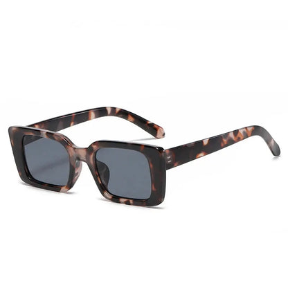 SO&EI Ins Popular Fashion Small Rectangle Sunglasses Women Retro Leopard Shades UV400 Men Trending Square Sun Glasses by All Mart Bristol Ltd