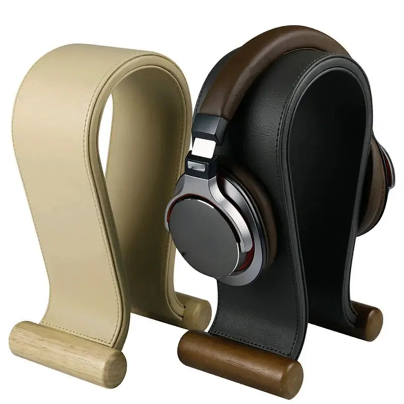 Universal Gaming Headset Stand PU Leather+Wood Headphone Holder Desk Display Shelf for Wired/Wireless Headphones Space Saving by All Mart Bristol Ltd