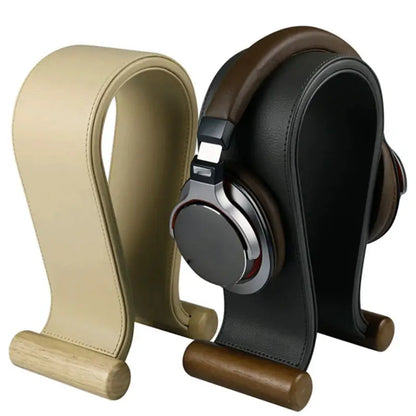 Universal Gaming Headset Stand PU Leather+Wood Headphone Holder Desk Display Shelf for Wired/Wireless Headphones Space Saving by All Mart Bristol Ltd