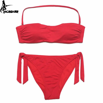 EONAR Bikini 2025 Solid Women Swimsuit Brazilian Cut Bottom Bikini Set Push Up Swimwear Femme Bathing Suits Sport Beach Wear by All Mart Bristol Ltd