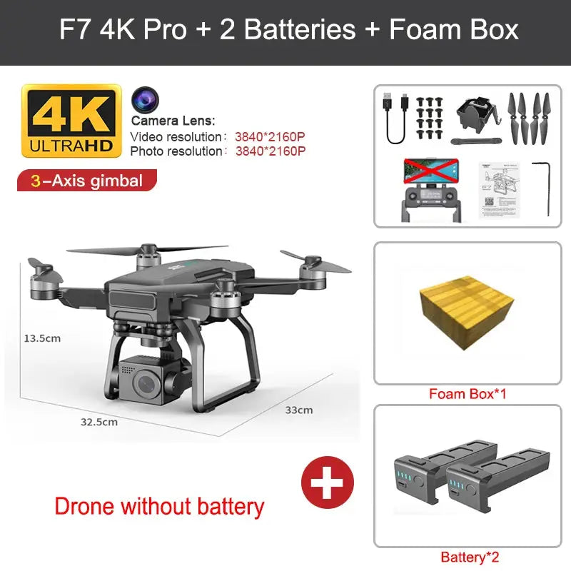 SJRC F7 PRO GPS Drone 4K Dual HD Camera 3-Axis Gimbal Professional Aerial Photography 3KM Brushless Quadcopter VS F11 4K Pro by All Mart Bristol Ltd
