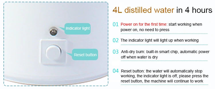 DMWD Pure Water Distiller 4L Dental Distilled Water Machine Filter Stainless Steel Electric Distillation Purifier Jug 110V 220V by All Mart Bristol Ltd