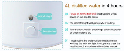 DMWD Pure Water Distiller 4L Dental Distilled Water Machine Filter Stainless Steel Electric Distillation Purifier Jug 110V 220V by All Mart Bristol Ltd