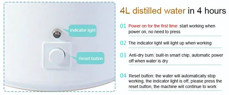 DMWD Pure Water Distiller 4L Dental Distilled Water Machine Filter Stainless Steel Electric Distillation Purifier Jug 110V 220V by All Mart Bristol Ltd