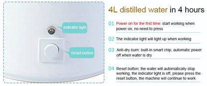 DMWD Pure Water Distiller 4L Dental Distilled Water Machine Filter Stainless Steel Electric Distillation Purifier Jug 110V 220V by All Mart Bristol Ltd