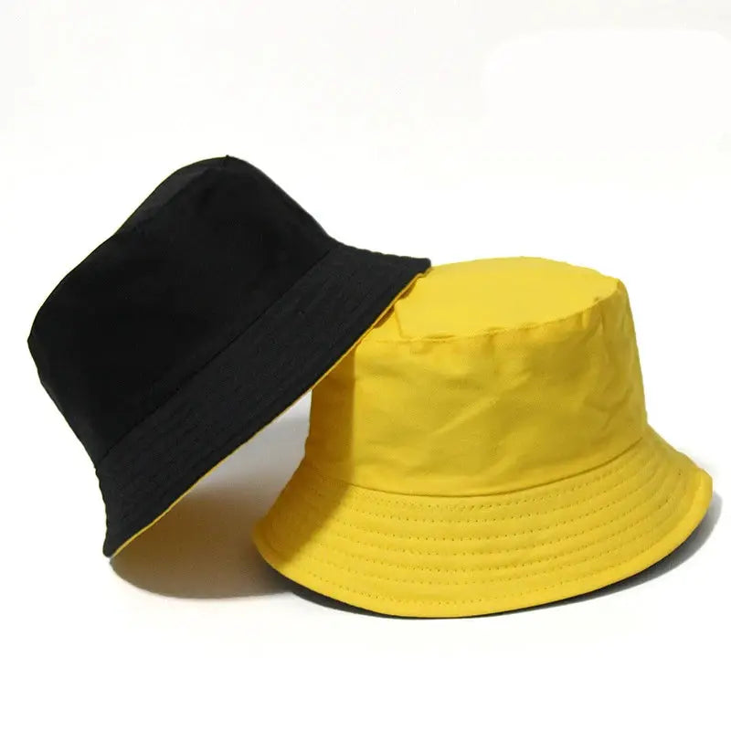 Black Solid Dots Bucket Hat Two Side Wear Unisex Simple Bob Caps Hip Hop Gorros Men Women Panama Cap Beach Fishing Boonie Sunhat by All Mart Bristol Ltd